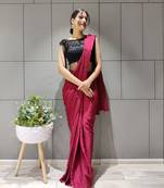 MAROON PLAIN READY TO WEAR RANGOLI SILK SAREE WITH BLOUSE