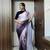 WINE PRINTED READY TO WEAR SATIN SAREE WITH BLOUSE