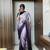 WINE PRINTED READY TO WEAR SATIN SAREE WITH BLOUSE