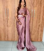 WINE PLAIN READY TO WEAR RANGOLI SILK SAREE WITH BLOUSE