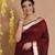 Garnet Red Silk Handwoven Saree With Temple Borders And Ethnic Patterns