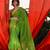 Green Cotton Blend Handwoven Saree With Geometric Motifs And Zari Stripes