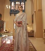 Grey woven banarasi saree with blouse