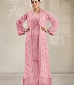 Pink resham embroidery georgette salwar