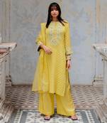 Moss Green Chanderi Embroidered Straight Kurta Set