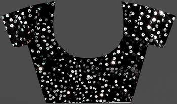 Bollywood Lycra Readymade Kids Teal  Saree With Black Blouse 4