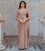 Warm Grey Georgette Draped Saree With Belt Set