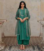 Sea Green Chiffon Flared Anarkali Set