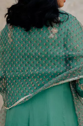 Sea Green Chiffon Flared Anarkali Set
