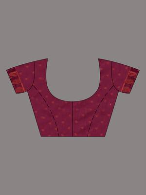 Iris Purple Blended Cotton Handwoven Saree With Woven Zari Paisley Motifs And Floral Designs 6