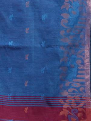 Purple Blended Cotton Handwoven Saree With Zari Woven Ethnic Patterns 5