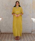 Moss Green Georgette Floral Booti Kaftan