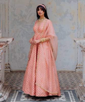 Blush Silk Printed And Embroidered Anarkali Set 2