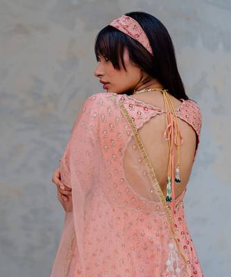 Blush Silk Printed And Embroidered Anarkali Set 4