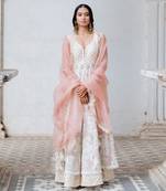 Ivory Georgette Embroidered Anarkali Set