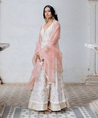 Ivory Georgette Embroidered Anarkali Set 2
