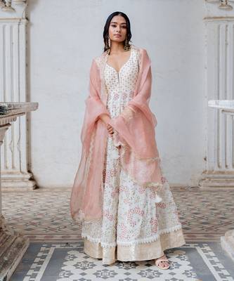 Ivory Georgette Embroidered Anarkali Set 4