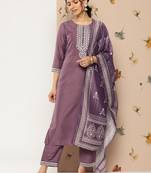 Purple plain silk ethnic-kurtis