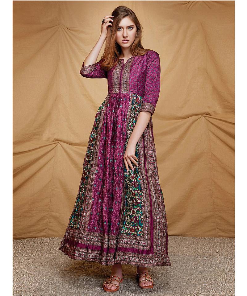 Designer casual Purple Dola Silk Gown