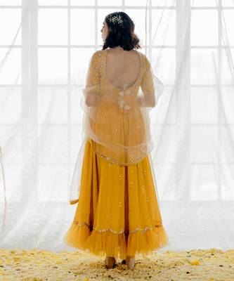 Mustard Silk Embroidered Anarkali Set 3