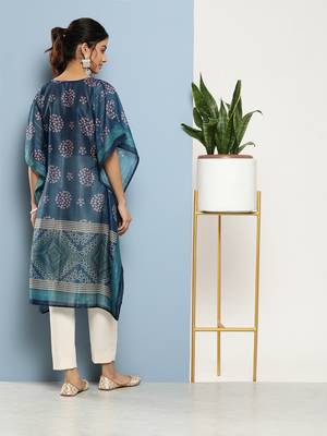 Blue printed silk kurtas-and-kurtis 3