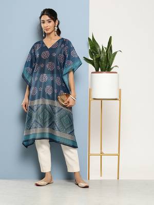 Blue printed silk kurtas-and-kurtis 4
