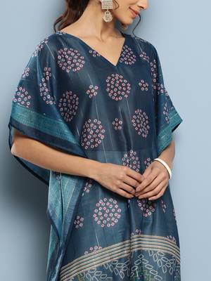 Blue printed silk kurtas-and-kurtis 5