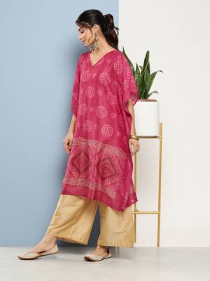Pink printed silk kurtas-and-kurtis 2