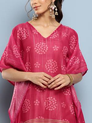 Pink printed silk kurtas-and-kurtis 5
