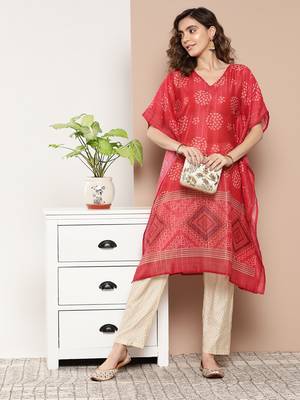 Red printed silk kurtas-and-kurtis 1