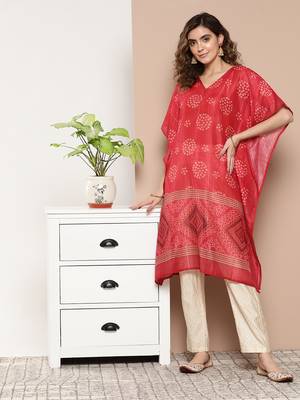 Red printed silk kurtas-and-kurtis 2