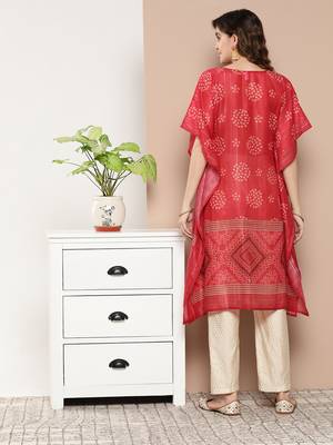 Red printed silk kurtas-and-kurtis 4