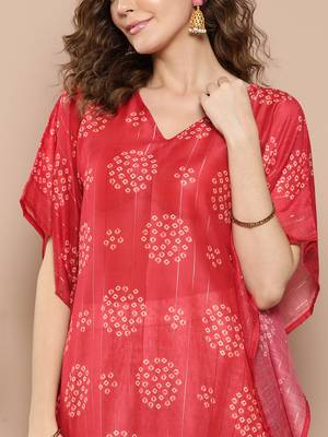Red printed silk kurtas-and-kurtis 5