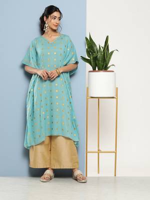 Blue printed cotton kurtas-and-kurtis 1