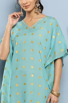 Blue printed cotton kurtas-and-kurtis