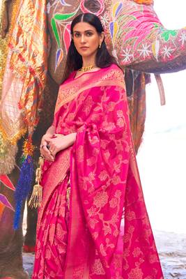 Ruby Pink Soft Silk Saree In Handloom Weaving With Sequins 3