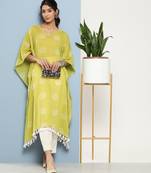 Green printed cotton kurtas-and-kurtis