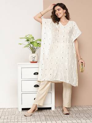 White printed chanderi kurtas-and-kurtis 1
