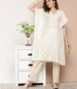White printed chanderi kurtas-and-kurtis