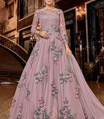 Lavender Embroidered Net Salwar Free size full stitched Up To 42" Size