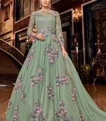 Green Partywear Churidar Set for Women