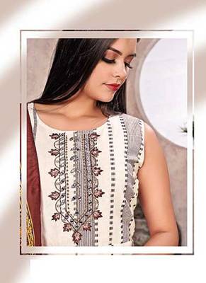 White Colour Cotton Kurti With Digital Print And Mirror Work For Fancy Looks 2