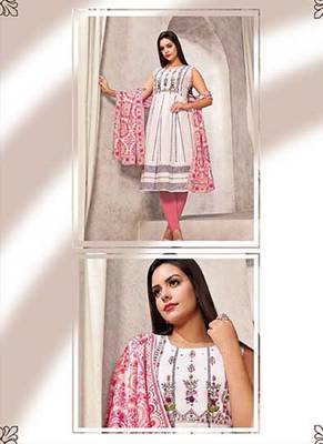 White Colour Cotton Kurti With Digital Print And Mirror Work For Fancy Looks 2
