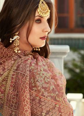 Green Embroidered Georgette Salwar Free size full stitched Up To 42" Size 2
