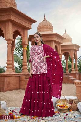 Rani-pink embroidered faux georgette salwar 2