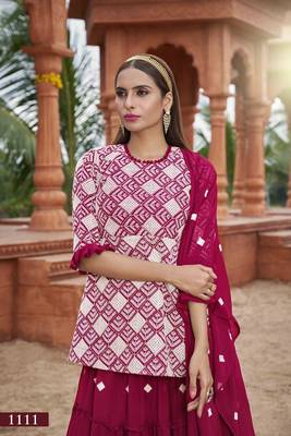 Rani-pink embroidered faux georgette salwar 3