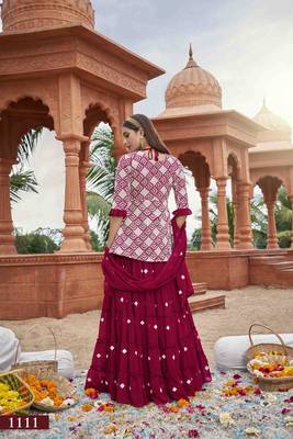 Rani-pink embroidered faux georgette salwar 4