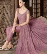 Pink Embroidered Georgette Salwar Up To 42" Size