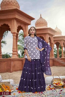 Wine embroidered faux georgette salwar 1
