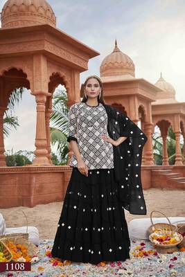 Black embroidered faux georgette salwar 1